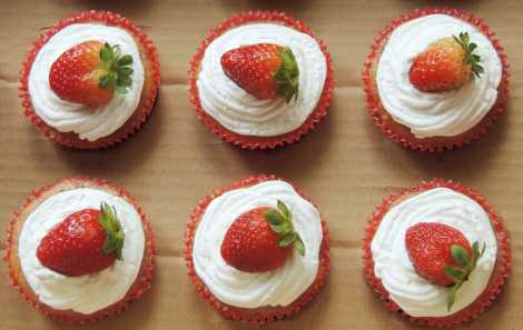 triple strawberry cupcakes