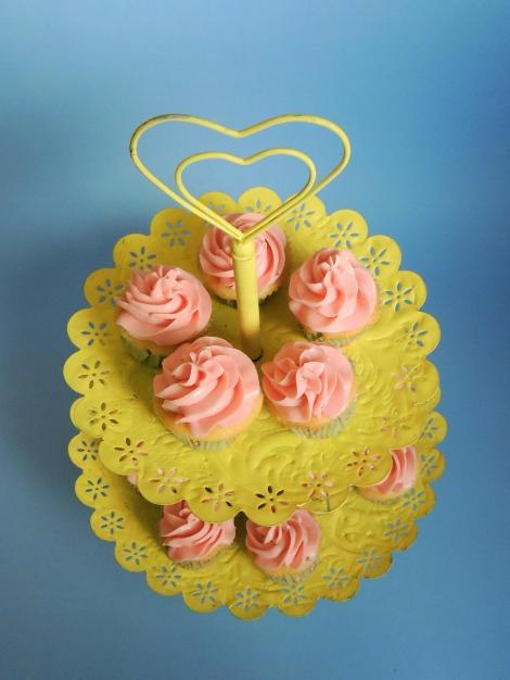 vanilla cupcakes with berry irresistible buttercream